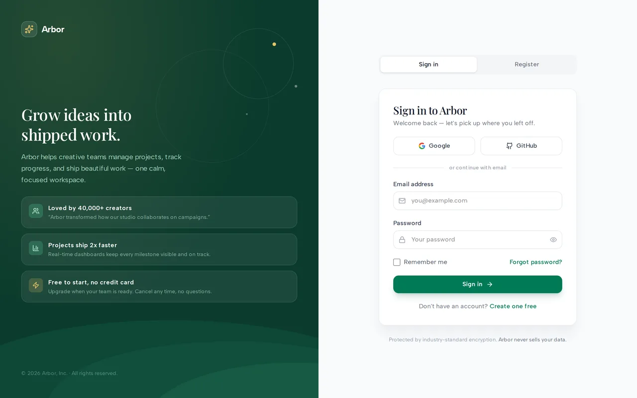 Auth Pages preview