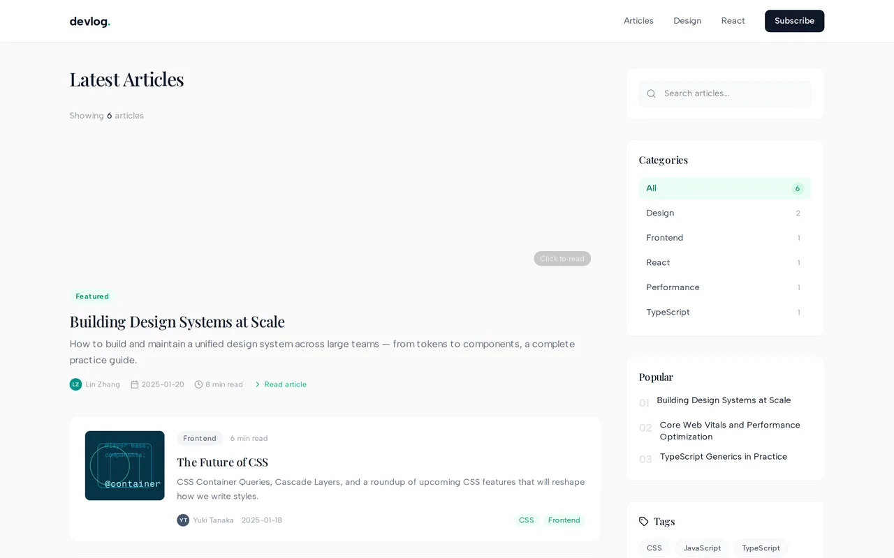 Blog with Sidebar preview
