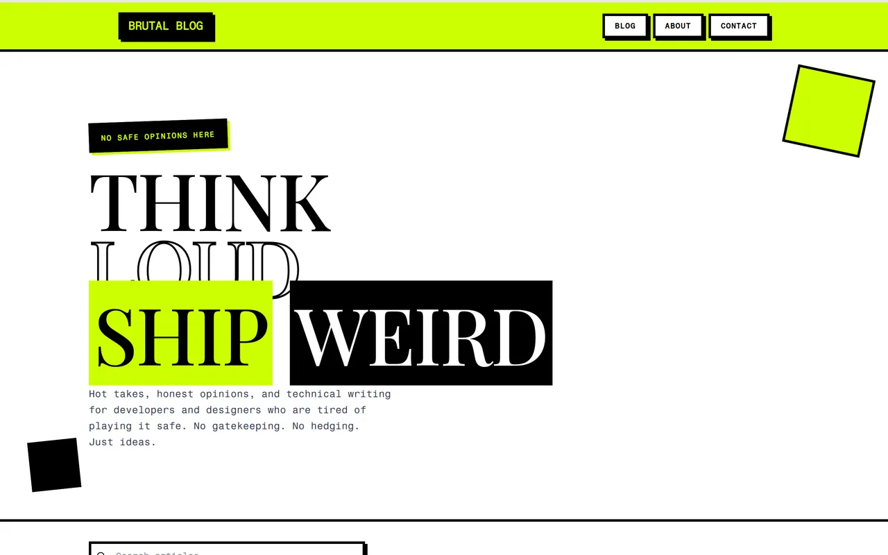 Brutalist Playful Blog preview