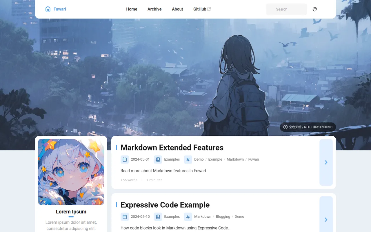 Fuwari Blog preview